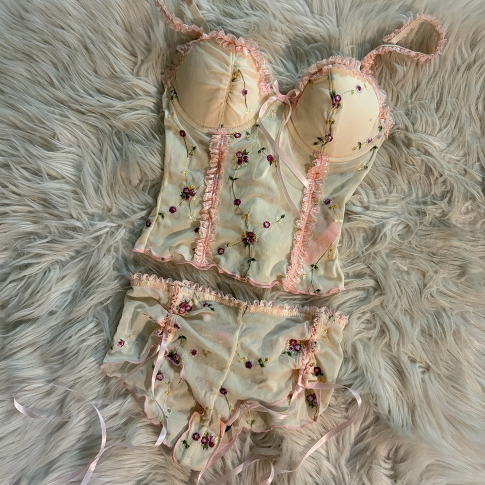 Sugar Thrillz “I’m Baby” Lingerie Floral Embroidered Set